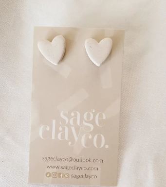 Sage Clay Co Chiffon Heart Stud Earrings
