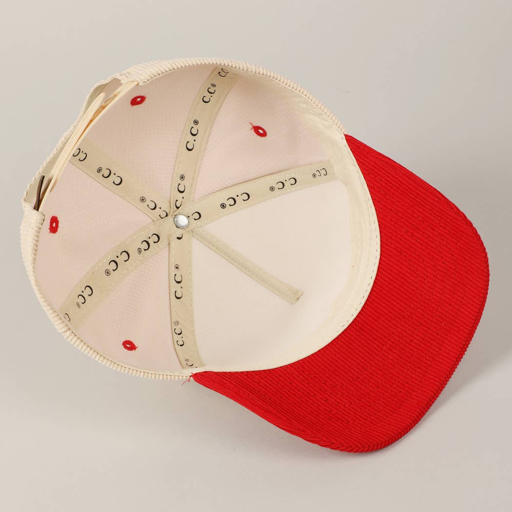 Love Glitter Lettering Two-Tone Corduroy Cap