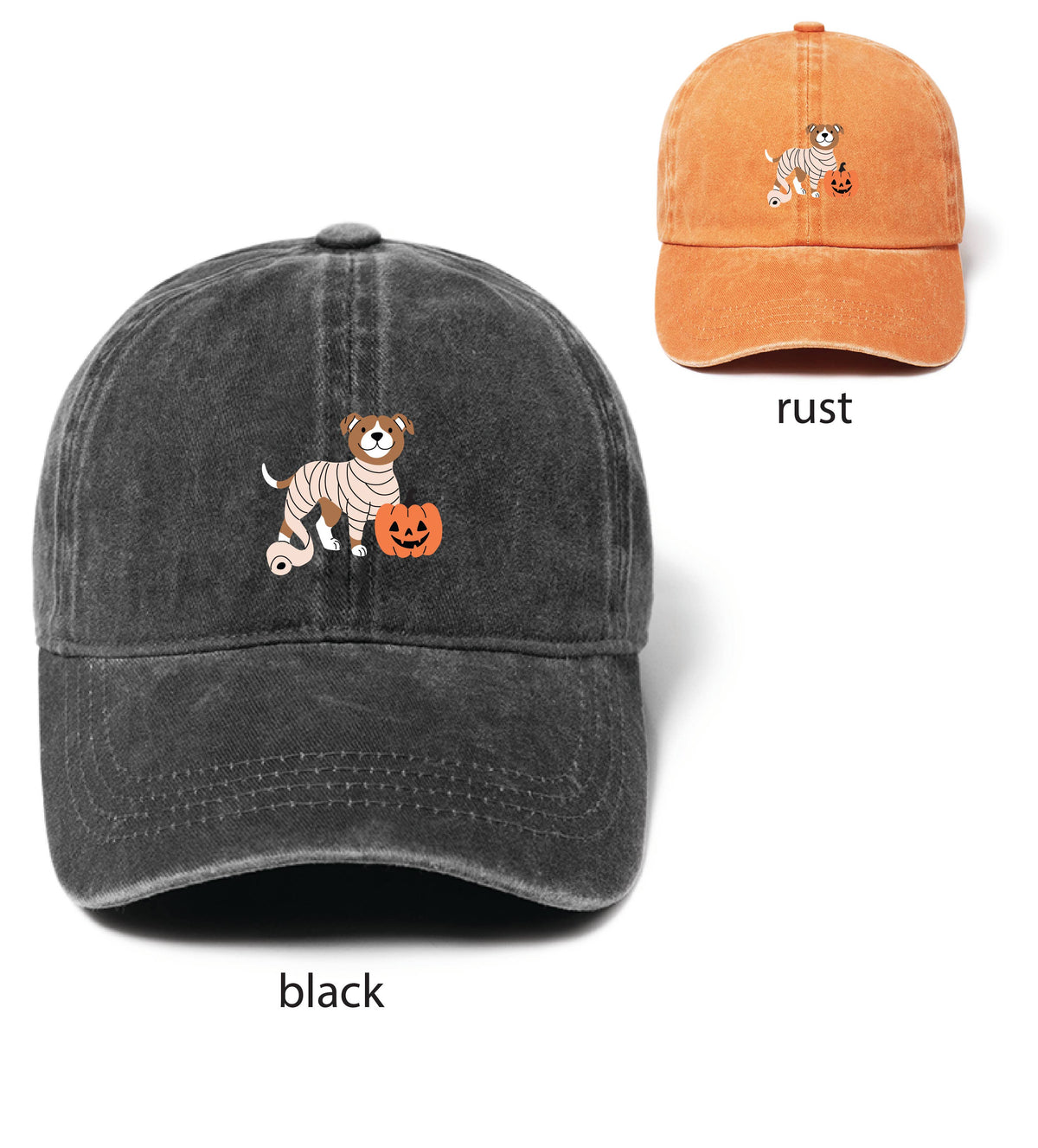 HALLOWEEN Mummy Dog Embroidered Baseball Cap