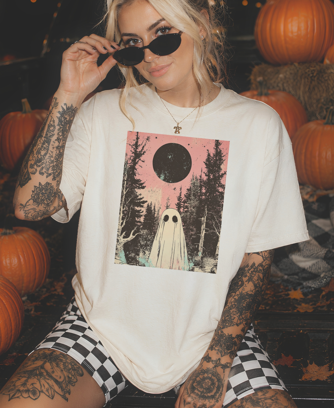 Living The After Life Disco Pop Halloween - Cream Tees