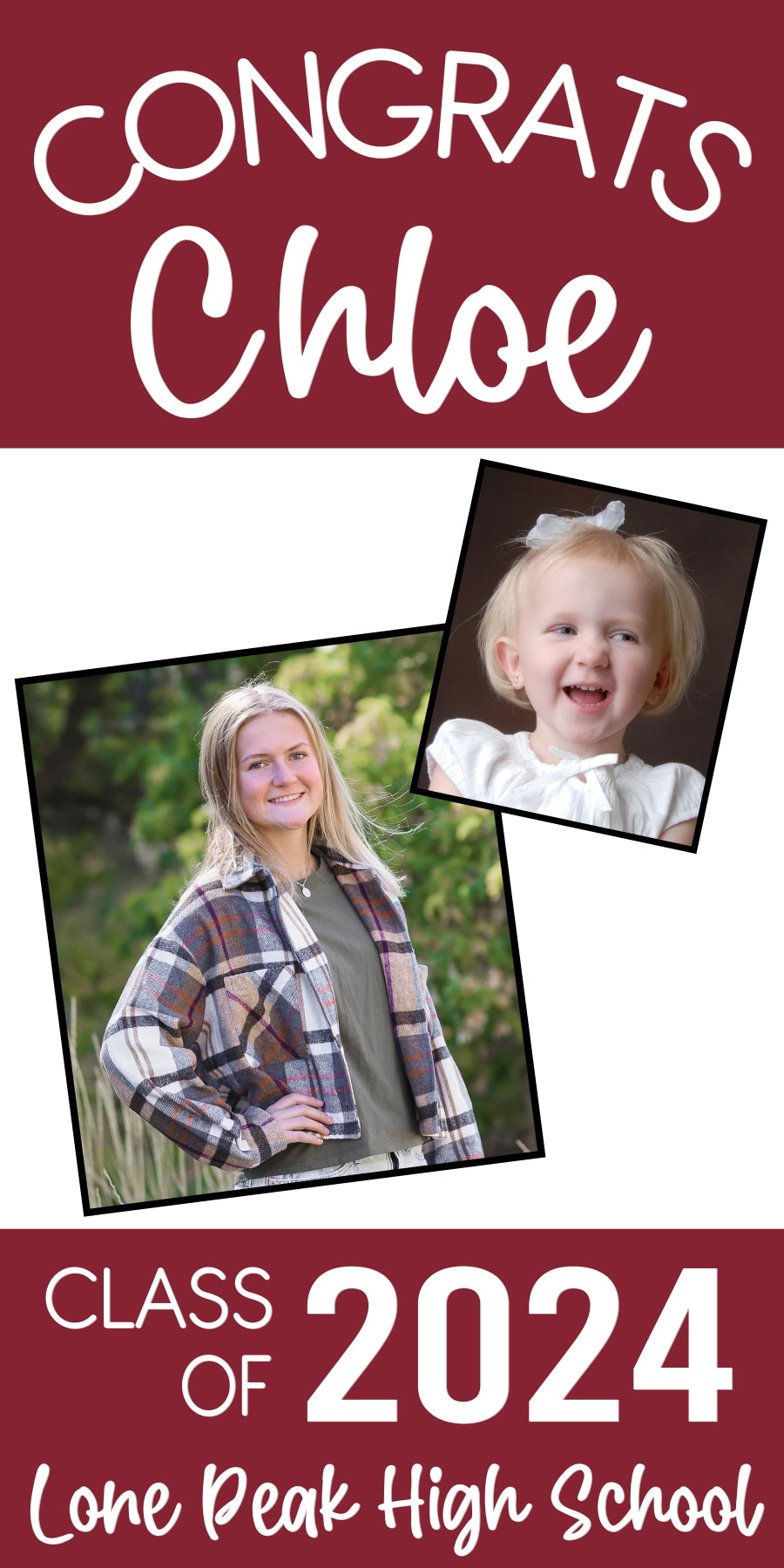 Graduation Banner - Vertical - 2x4 - Grad with Baby Picture