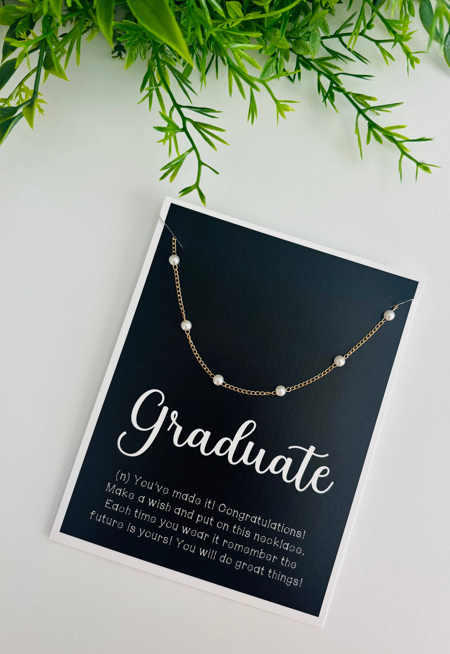 Graduation Pearl Necklace & Inspiring Card