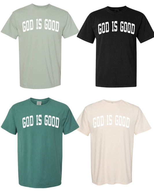 GOD IS GOOD Collegiate Graphic Tee