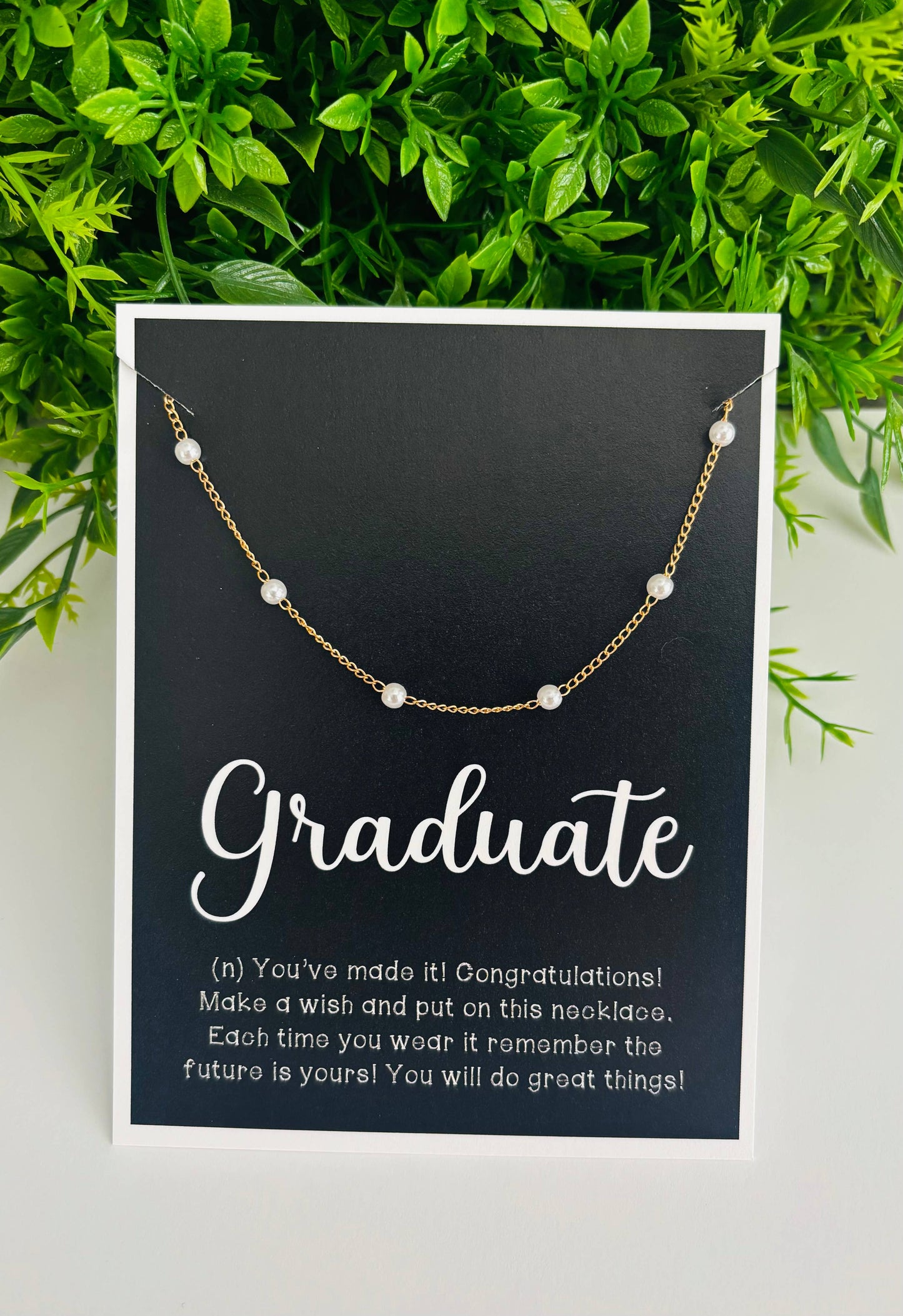 Graduation Pearl Necklace & Inspiring Card