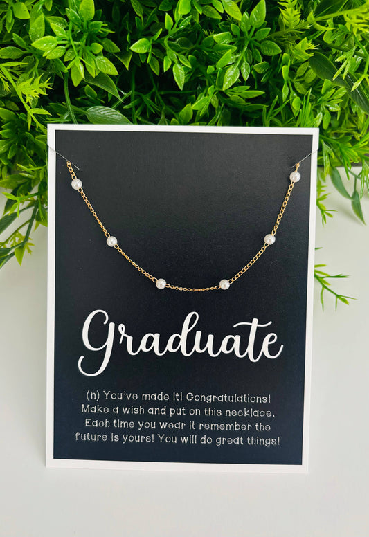 Graduation Pearl Necklace & Inspiring Card